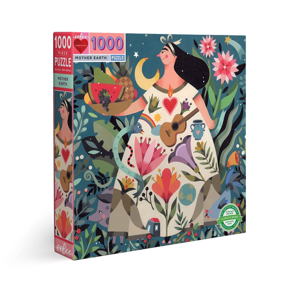 eeBoo Mother Earth puzzle floral graphics show nature's bounty for a relaxing session.