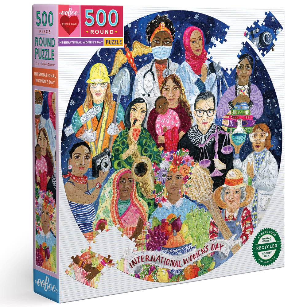 eeBoo round puzzle for International Women's Day, 23-inch diameter, immersive puzzling.