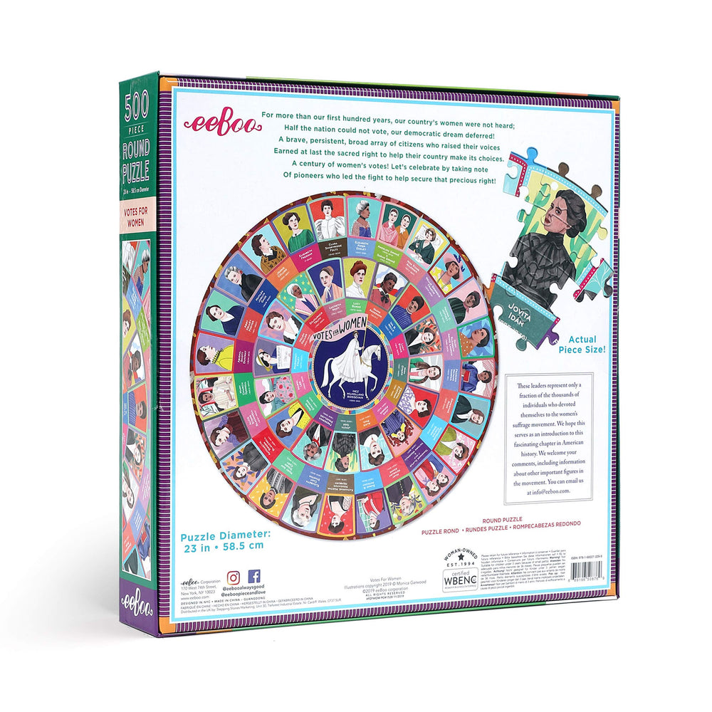 eeBoo Votes for Women puzzle full-color insert aids reference during assembly