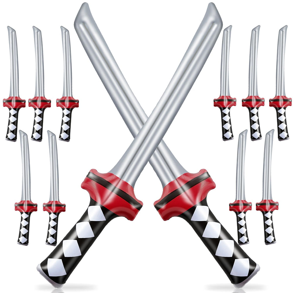 Eerrhhaq 12-pack inflatable ninja swords for vibrant party decor and playful battles.
