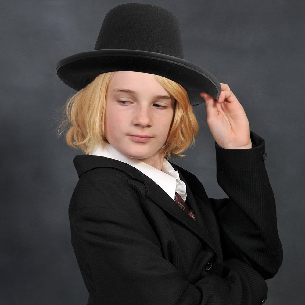 Eerrhhaq black top hat kids, Halloween-ready look, durable felt designed for festive events.