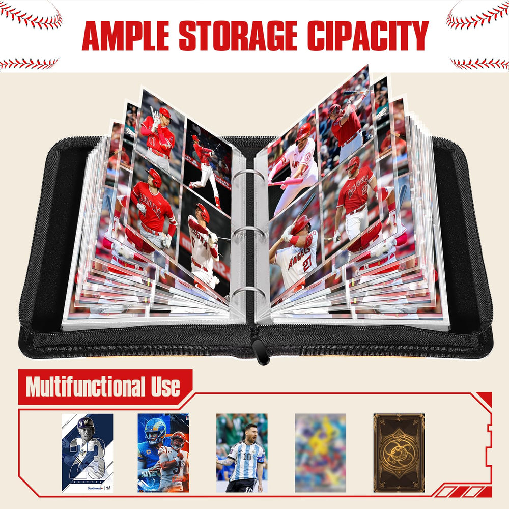 efunny binder holds up to 400 cards with 50 removable sleeves.