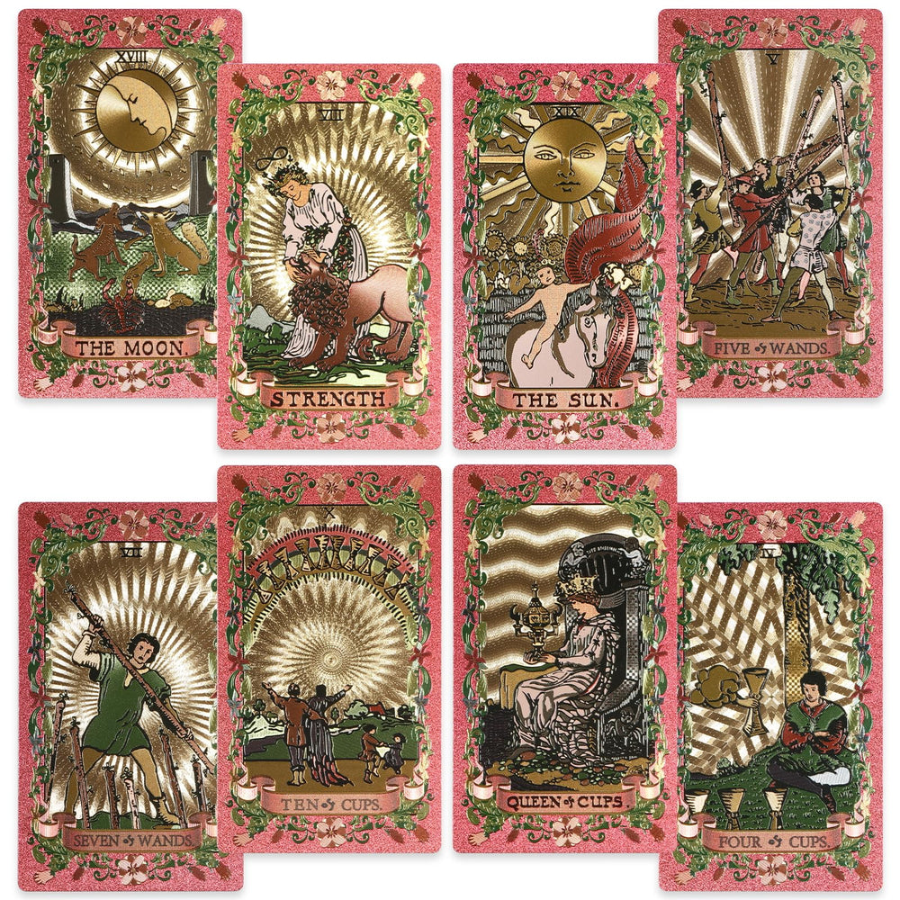EGCUQ pink tarot cards with guidebook show elegant pink and gold details for collectors.