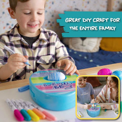 Two motorized wheels spin eggs during Eggmazing crafting