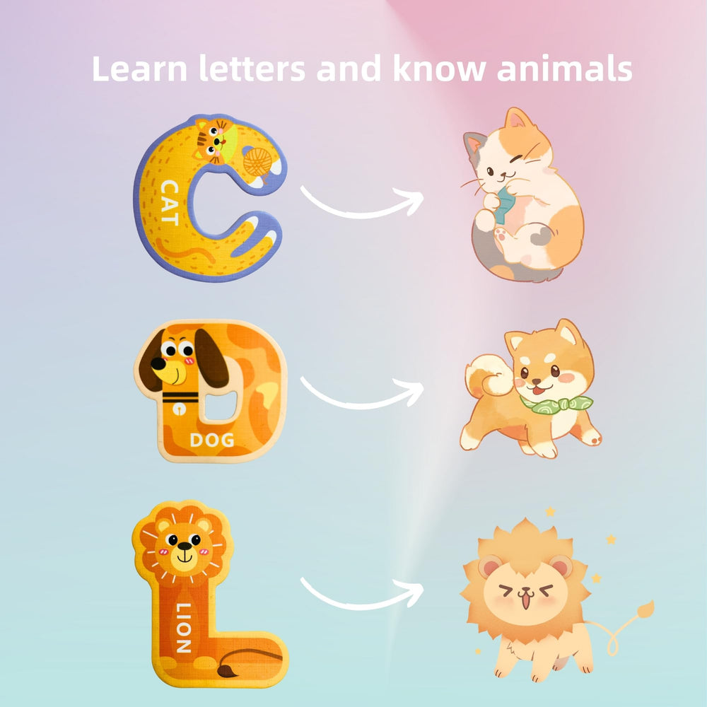 EHR magnetic letters monkey design engages kids during word building on the fridge.