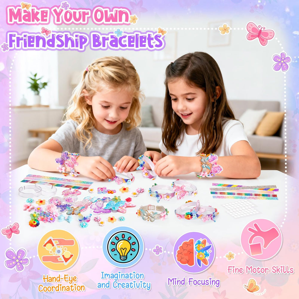 Eichhoo kit contents with colorful bracelets and glitter strips inspire imaginative DIY crafts.