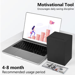EIENHOSHI compact desk-friendly piggy bank in black for easy saving