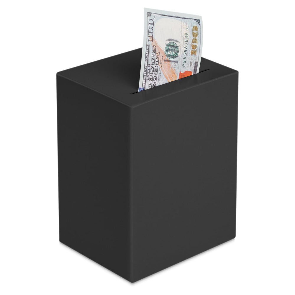 EIENHOSHI unbreakable piggy bank black front view for a sleek desk accent