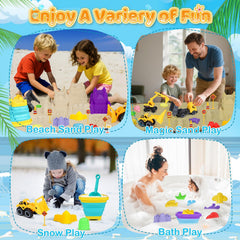 Eiranss kids playing sandcastle fun on the beach
