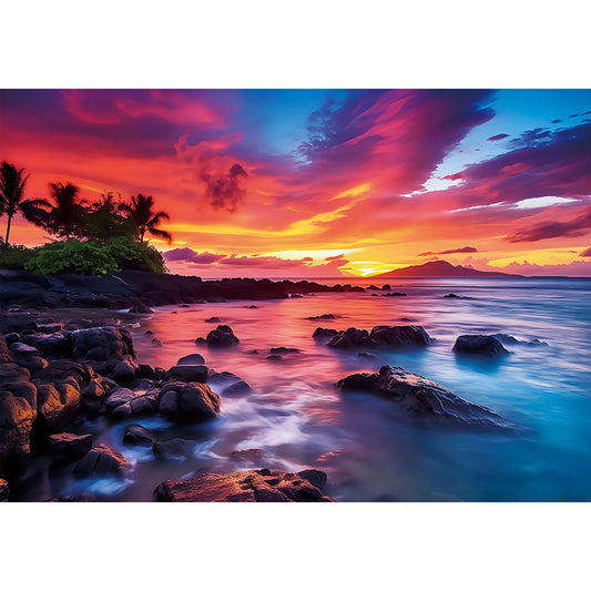 EIYRURU Maui sunset 2000-piece puzzle image helps calm and unwind after a busy day.