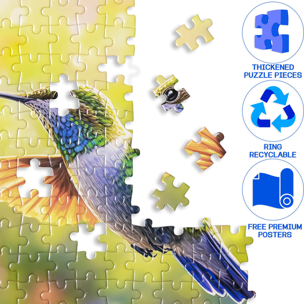 EIYRURU puzzle pieces closeup glossy: thick, durable cardboard with vibrant, satisfying detail.