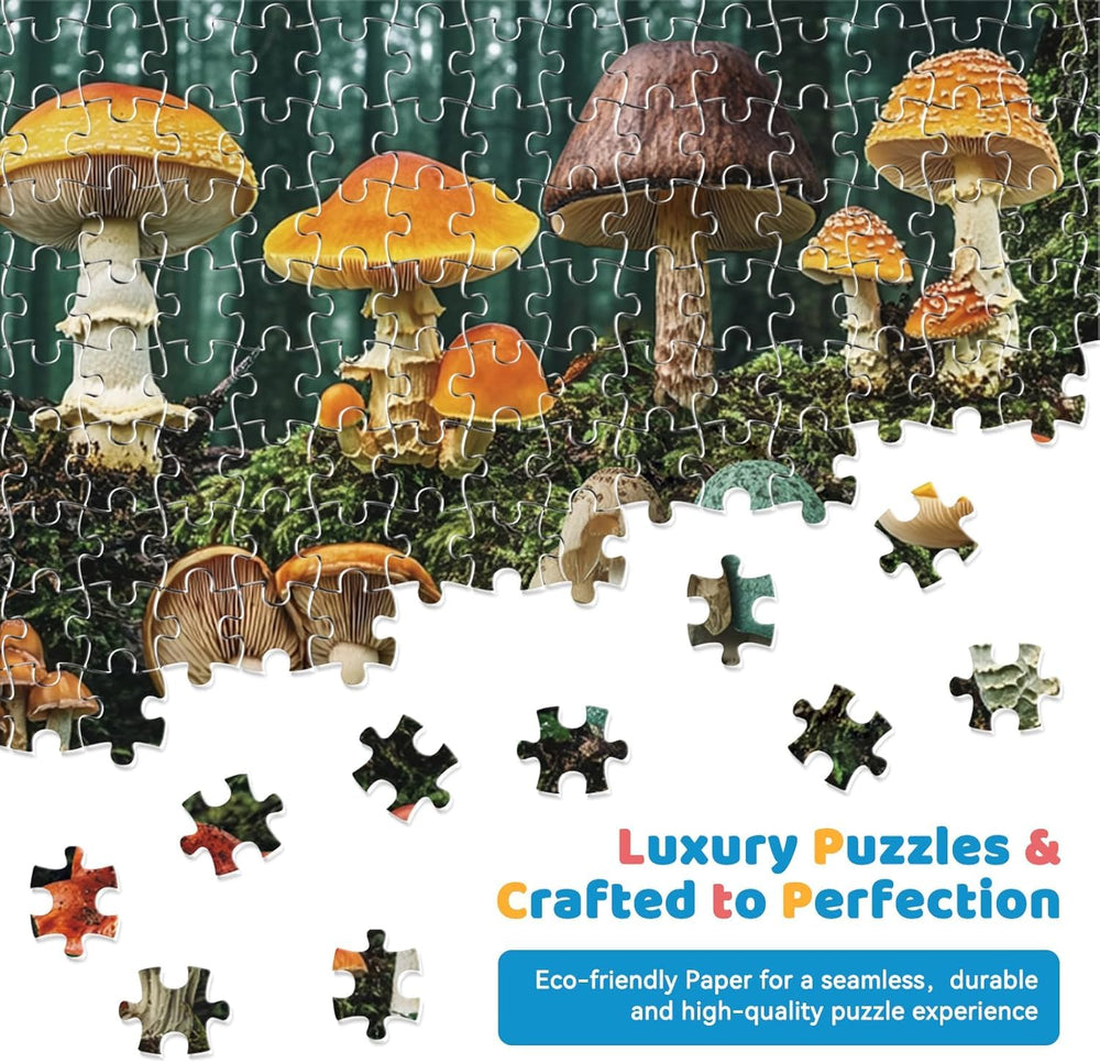 EIYRURU mushroom forest puzzle colorful details underscore nature-inspired art for mindful downtime.
