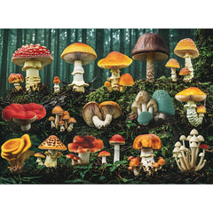 EIYRURU mushroom forest puzzle front view highlights vivid colors for a calming family puzzle.