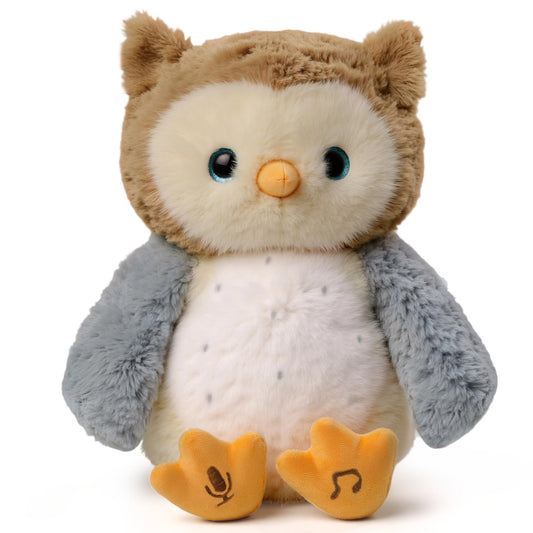 eJog Pup Owl plush toy offering a comforting hug for babies.