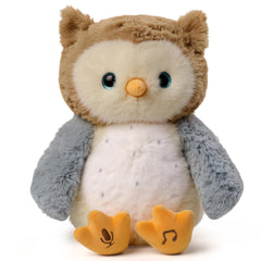 eJog Pup Owl plush toy offering a comforting hug for babies.