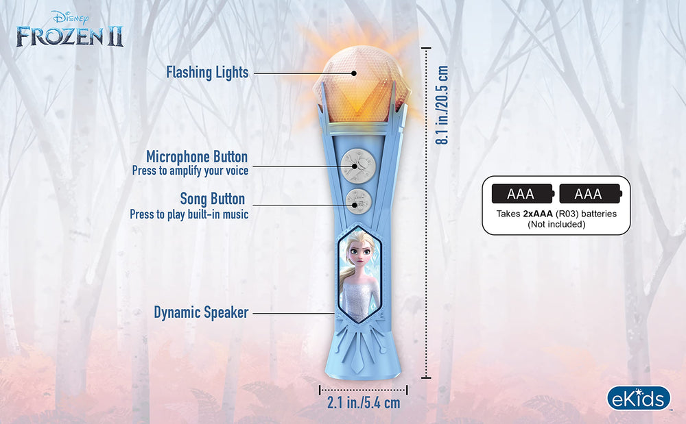 ekids Frozen Sing Along Microphone amplifies a child's voice for confident performances.