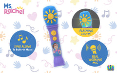 ekids Ms Rachel microphone purple side view for on-the-go play