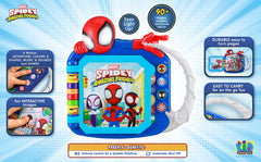 eKids Spidey learning games mode session supports varied skill practice and pretend play.