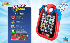 ekids Spidey Letters mode screen supports alphabet learning for preschoolers.
