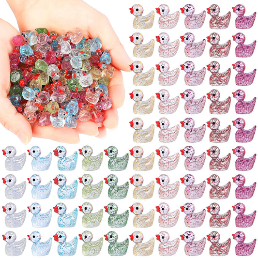 EKisemio glitter ducks pack: 120 resin ducks for crafts and home decor.