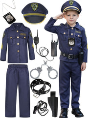Ekoropshop kids police officer costume shirt; soft polyester for comfortable pretend play.