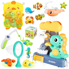 EKU EasyKU dinosaur waterfall toy enhances bath play and fine motor skills.