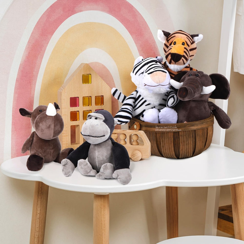 Elcoho zebra plush with bold stripes for shelves and decor