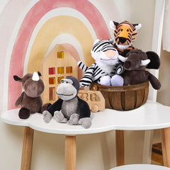 Elcoho zebra plush with bold stripes for shelves and decor