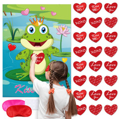 ELECLAND pin the heart on the frog poster, a playful kids party activity and wall decor
