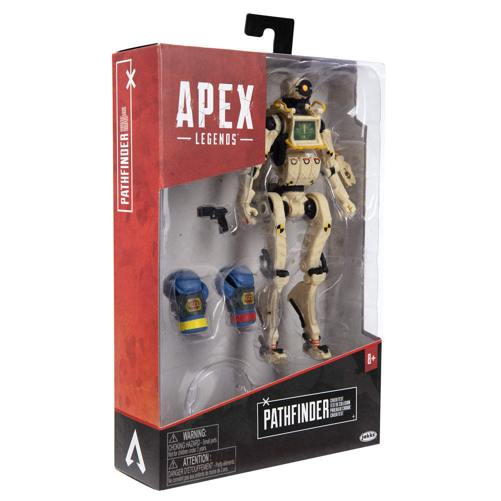 Electronic Arts Apex Legends Pathfinder figure features multiple pose options for display.