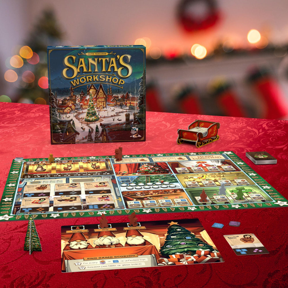 Santa's Workshop double-sided board enables quick Standard or strategic Advanced play.