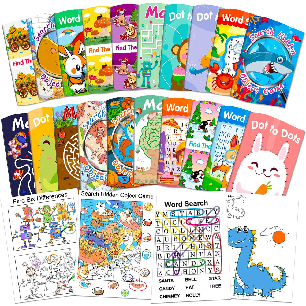 Elfew 20Pack small activity books cover image showing portable, kid-friendly design for travel