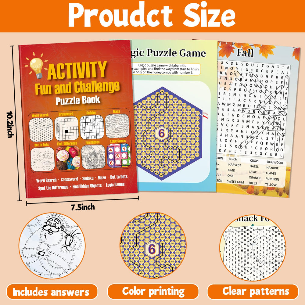 Elfew 4-Pack Activity Books page size 7.5x10.4 inches for comfortable reading.