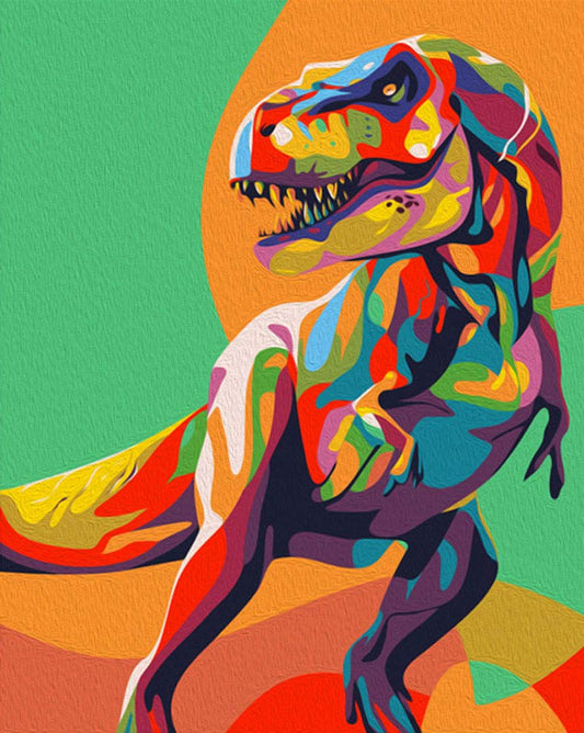Elftoyer dinosaurs paint by numbers canvas 16x20 ready for display