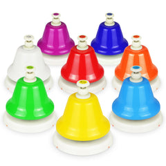 EliLunar 8-note desk bell set in color-coded design aids early pitch recognition.