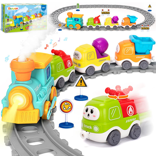 Ellinjan Electric Train Set locomotive front view sparks imaginative play