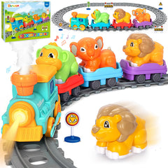 Ellinjan electric train set locomotive for toddlers encouraging imaginative play and fine motor skills.