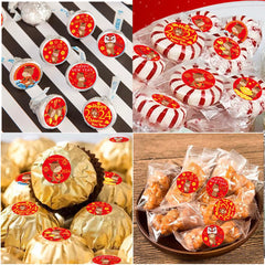 Ellzk red envelope-inspired labels with gold accents for elegant party decor.