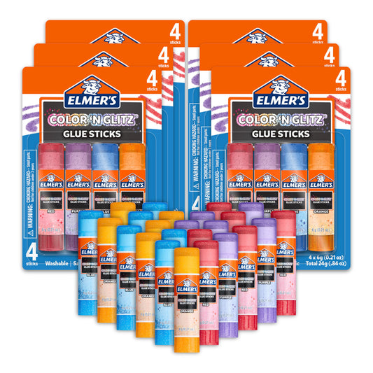Elmer's Color 'n Glitz red glue stick for vibrant, mess-free crafts.