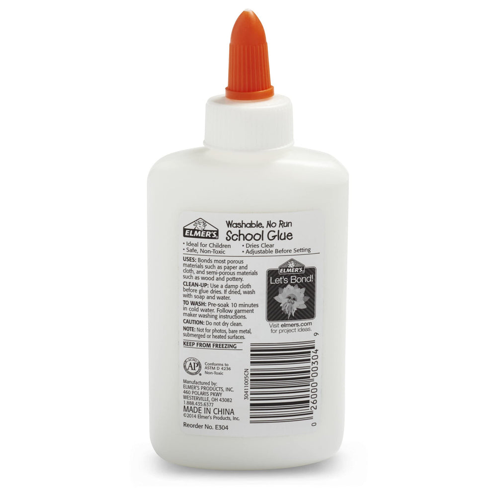 Elmer's glue bonds paper, wood, and fabric for classroom crafts