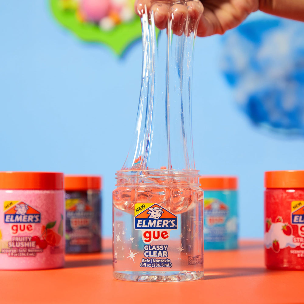 Elmer's Gue safe, nontoxic slime for worry-free playtime.
