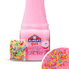 Elmer's Gue strawberry donut slime emits a gentle strawberry scent during play.