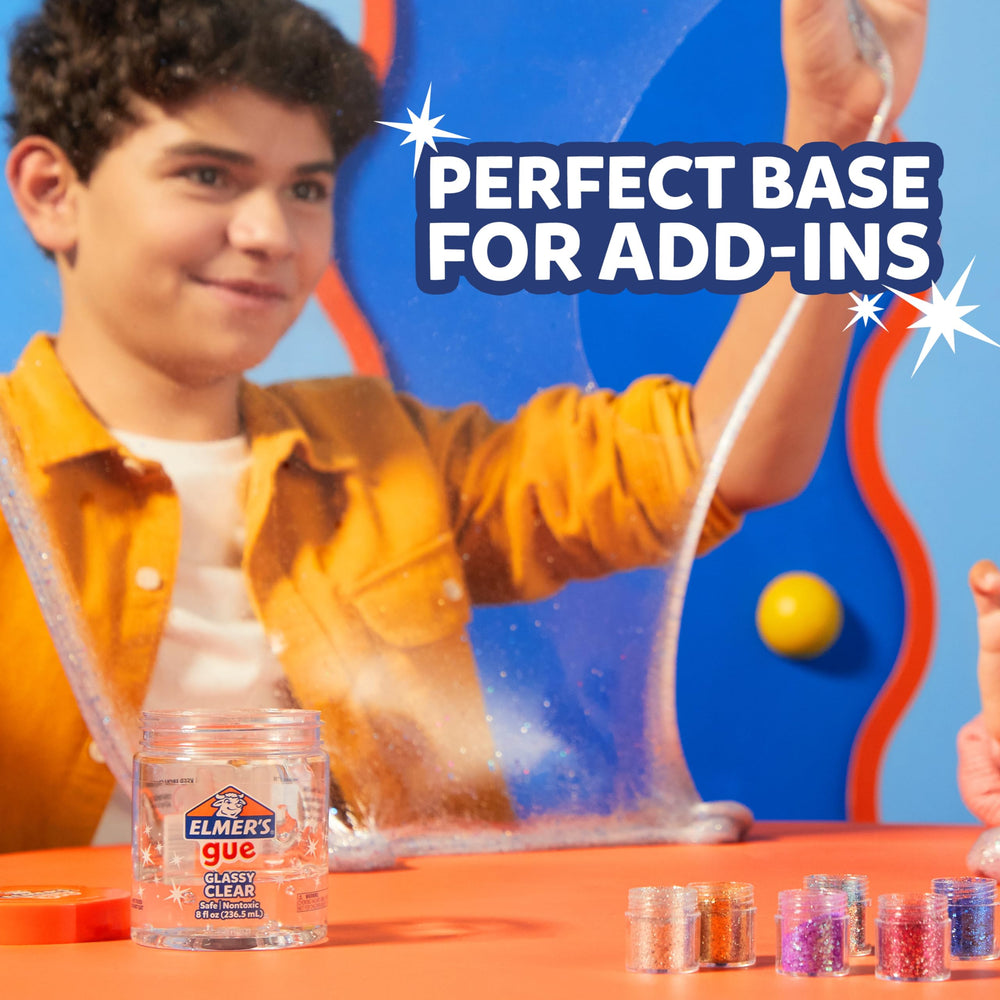 Elmer's Gue two-pack crystal clear slime for group play and classroom activities.