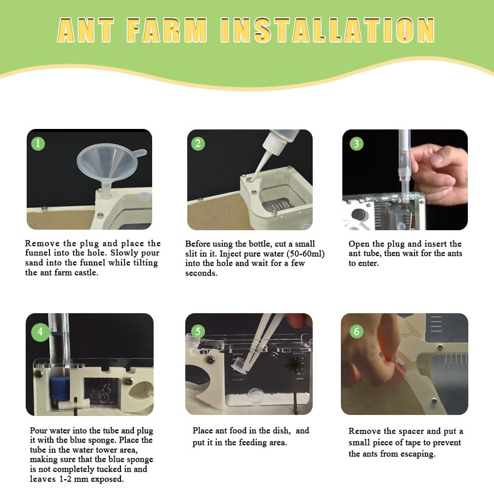 ELNMLHT ant farm self-locking design keeps ants secure.