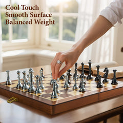 ELONGDI folding chess set internal slot storage keeps pieces organized and secure.