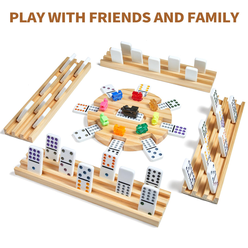 ELONGDI Mexican Train dominoes set nine colorful trains add visual variety to play
