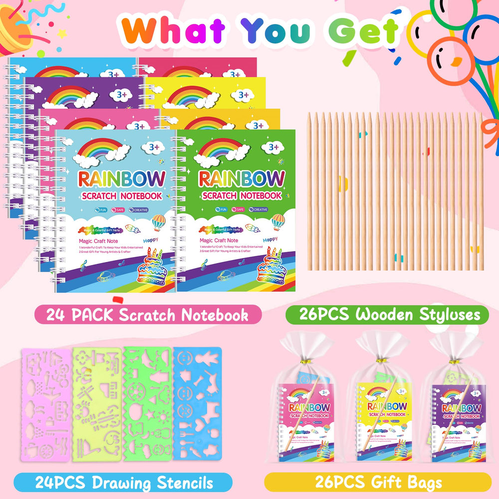 Elover wooden stylus set reveals rainbow colors on scratch art pages
