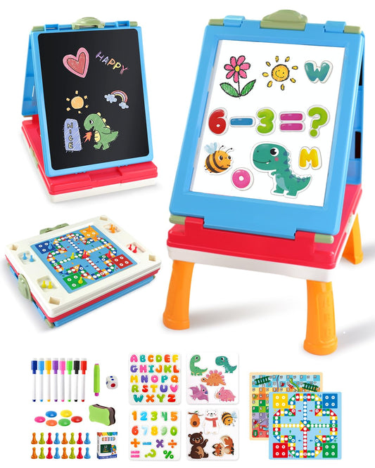 Elovien Easel for Kids 4-in-1 dual-sided setup promotes shared creative play