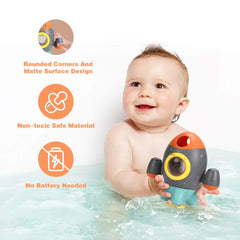 Elovien rocket fountain side nozzles, visual interest during bath play.