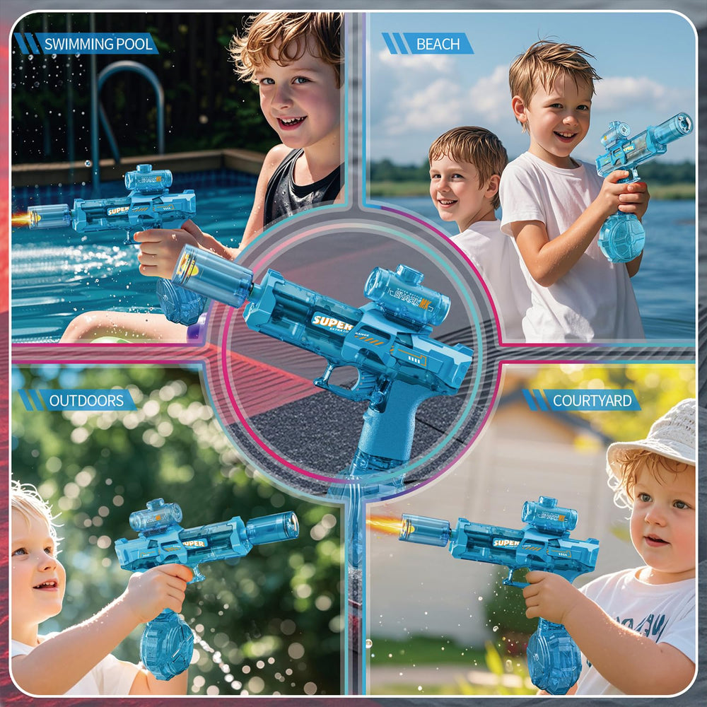 ELPSCGROO blue-black water gun ideal for kids and adults at the beach.